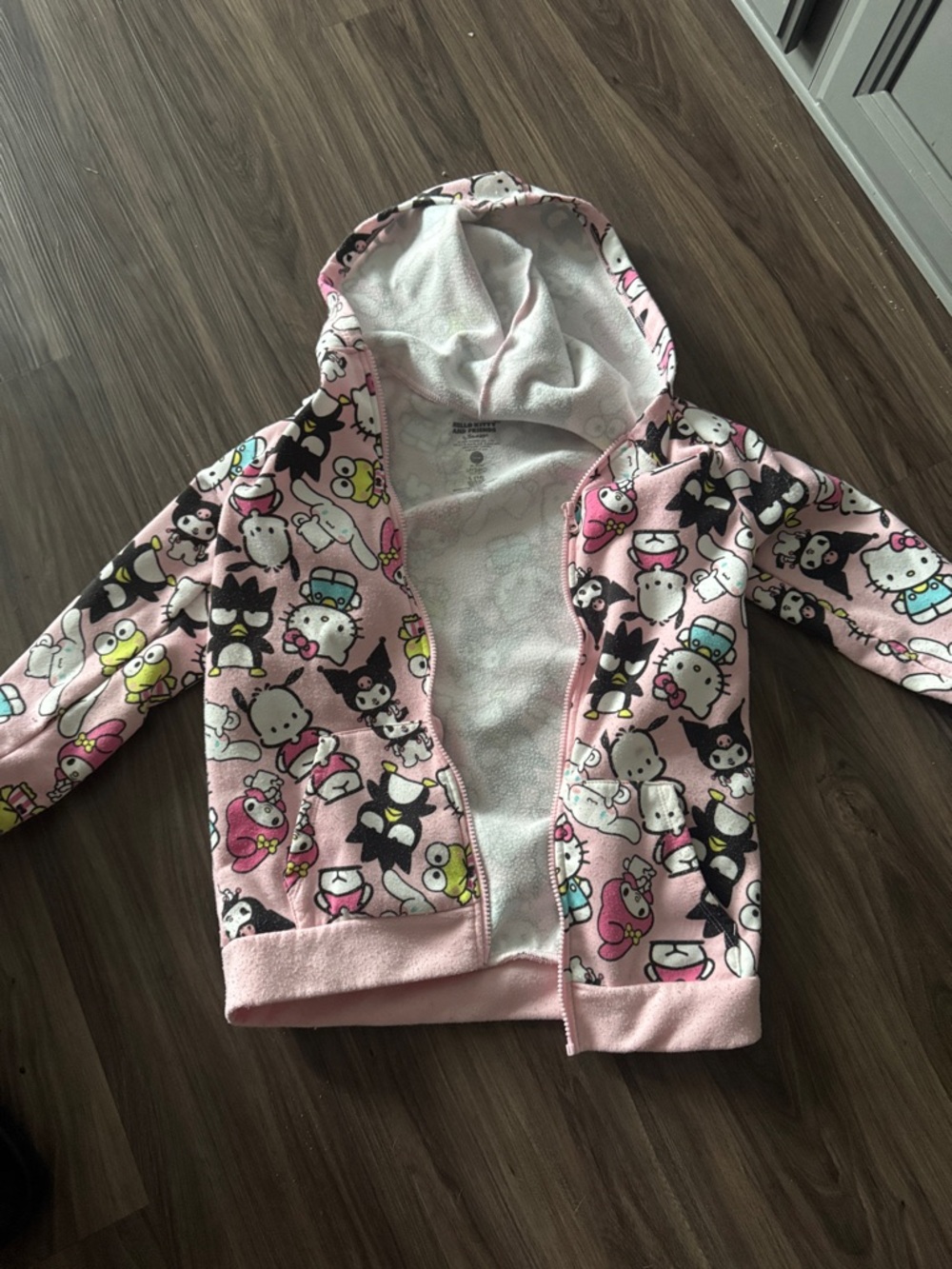 Hello Kitty Pink Character Print Hooded Zip-Up Sweatshirt